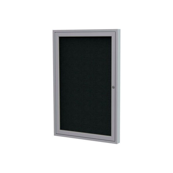 Ghent Ghent Bulletin Board - 1 Door - Black Fabric w/Silver Frame - 24" x 18" PA12418F-95 - main